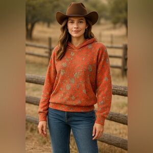 Hooey All Over Floral Print Oversized Hoodie – Women’s Sz L